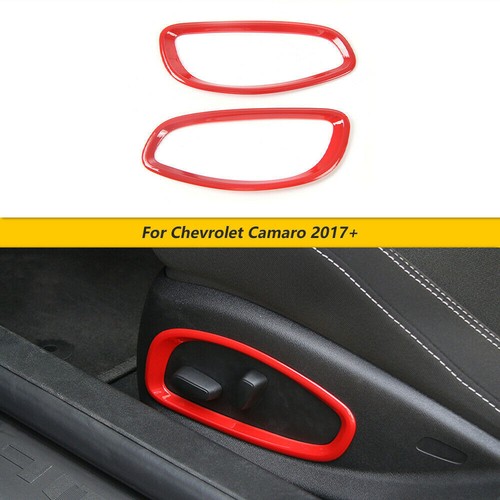 2X Anillo de cubierta de botón de ajuste de asiento para Chevrolet Camaro 2017+ accesorios rojos - Imagen 3 de 10