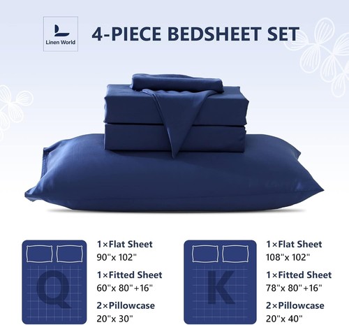 Silky Soft King Eucalyptus Lyocell Sheet Set - 4 Pieces for Year-Round Comfort - Picture 7 of 9