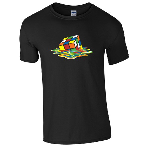 Melting Rubik's Cube T-Shirt - Geek Big Bang Theory Unisex Kids Mens Gift Top - Picture 4 of 9