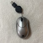 GE Retractable Corded Optical Mini Mouse #98094 Rev 2 Silver Tested & Works
