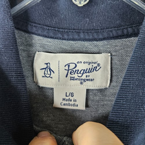 Penguin Polo Shirt Mens Large Blue Gray Floral All Over Print Casual Preppy Golf - Picture 3 of 8