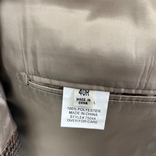 Giacca TravelSmith 100% lana blazer uomo 40R marrone pied de poule *effettivo 42R - Foto 11 di 21