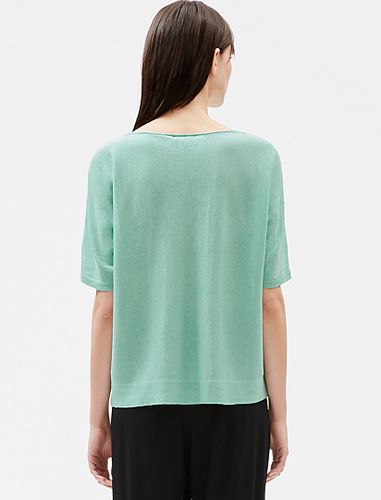 Eileen Fisher Organic Linen Cotton Bateau Neck Top, Calypso Green, XL, NWT - 第 2/3 張圖片