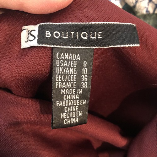 JS Boutique Women's One Shoulder Velvet Wine Color Maxi Dress Size 8 - Picture 6 of 6