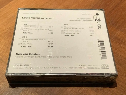 Louis Vierne 24 Pieces en style libre BEN VAN OOSTEN Organ MDG GOLD 3 CD BOX NEW - Picture 2 of 2