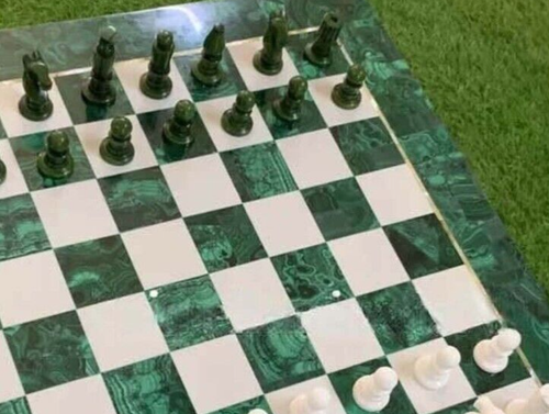 24" Luxury Malachite Stone Chess Board: A Luxurious Addition to Your Game Room - Picture 6 of 8