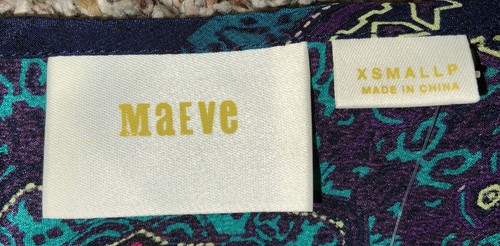 Maeve Dress Women’s Extra Small Petite Blue Geometric Knee Length 100% Silk NEW - Picture 3 of 17
