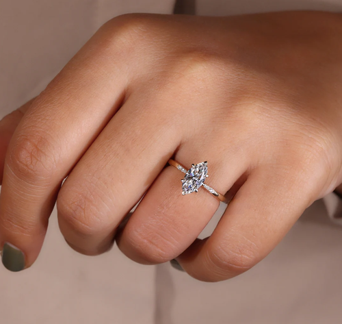 18k White Gold Engagement Ring 1.30 Ct IGI GIA Lab Grown Marquise Cut Diamond - Picture 3 of 11