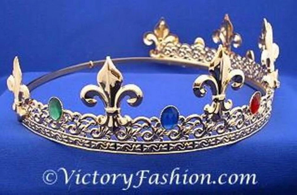 King's Crown - Gold plated metal with faux jewels - adjustable Foto 2 de 2