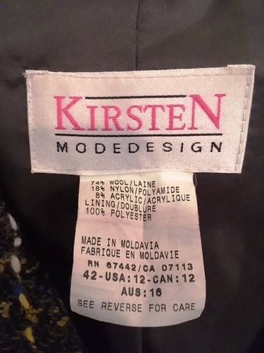 Kirsten Mode Design Wool Blend Tweed Jacket Classic Brown 3 Buttons Size 14 - Picture 3 of 6