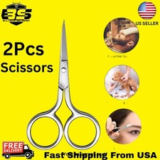 2Pack Men's Hair Scissors Mustache Beard Eyebrow Trimming Stainless Steel