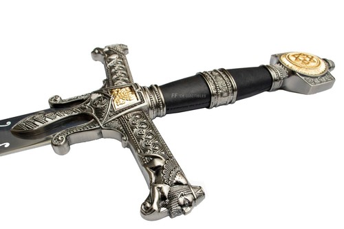 SWORD OF SOLOMON, MEDIEVAL KNIGHTS TEMPLAR CRUSADER SWORD (w FREE wall plaque) - Picture 5 of 7