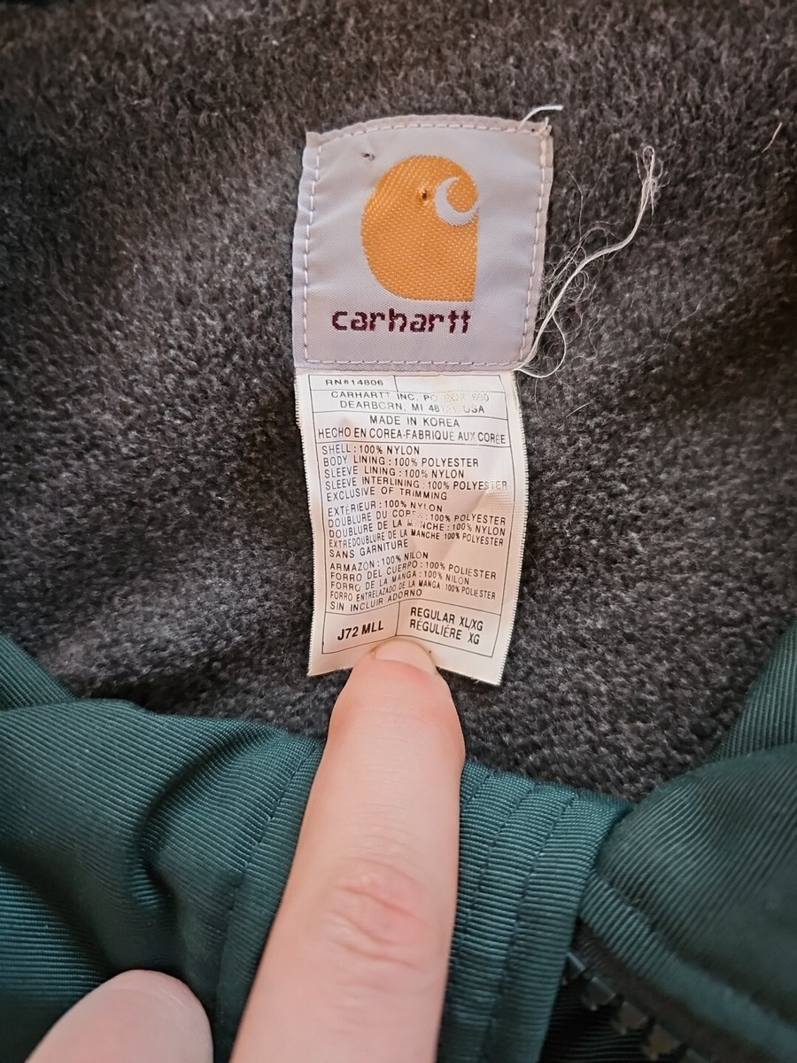 Men's Carhartt Jacket Size XL Fleece Lined J72 MLL Green