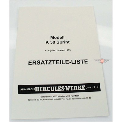 Motorroller Teilekatalog Hercules für K 50 Sprint Ultra parts catalog for