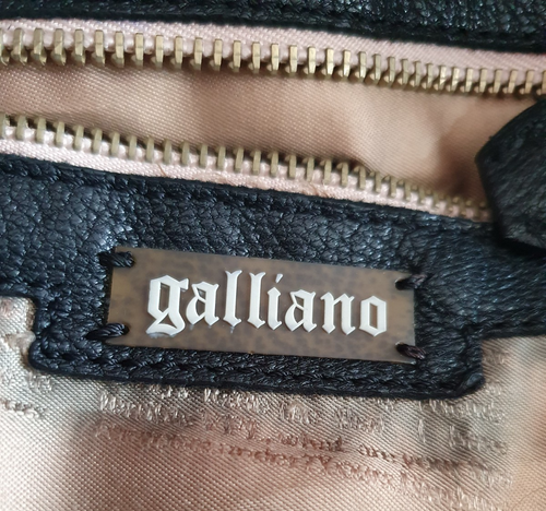 JOHN GALLIANO Vintage Black Leather Rushed Detail Handbag - Picture 5 of 9
