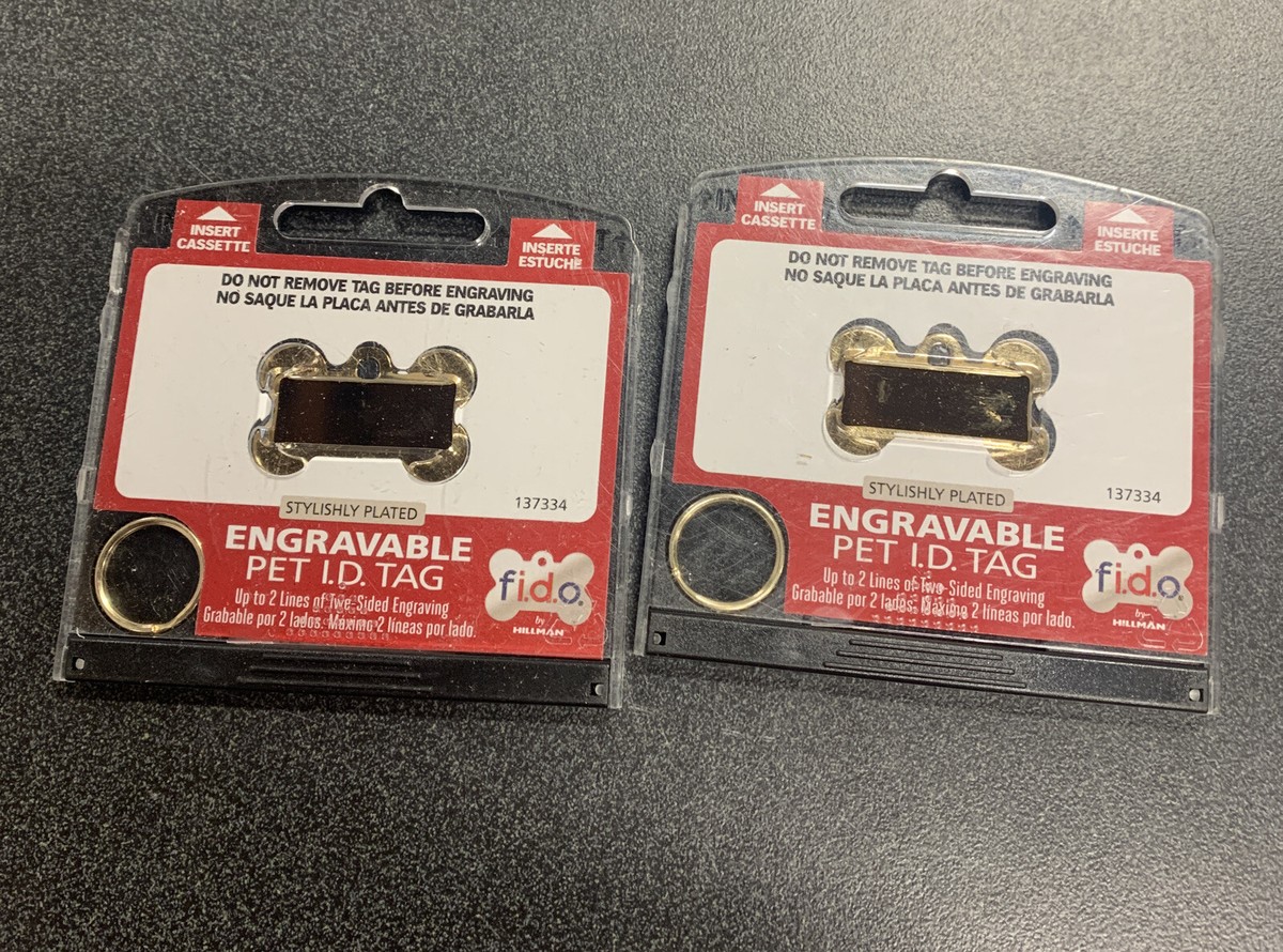 QTY 2 FIDO engravable Pet I.D. Tag Gold Dog Bone 137334 eBay