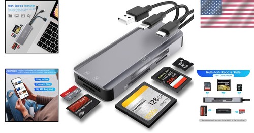 Compact Plug and Play Aluminum Memory Card Reader - Fast Transfer up to 480Mbps - Picture 2 of 8