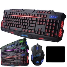 Gaming Keyboard And Mouse LED Light Backlit Mechanical Feel For Computer Desktop