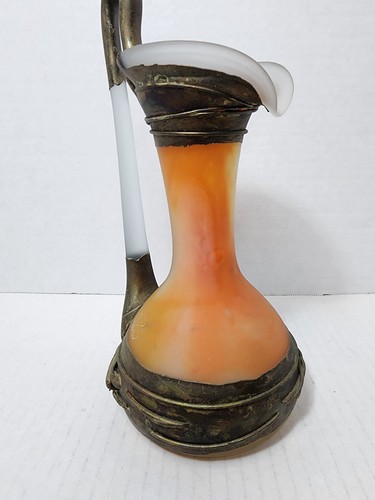 Vintage Art Glass Decanter Mady Benson?Alchemy Glass 10" Orange W/patena Signed - Picture 12 of 12