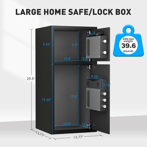 SAFE, 6.5 Cu ft Large Safe Box with Deposit Slot, Dual Door Money Safe Mute Mode - Picture 6 of 7