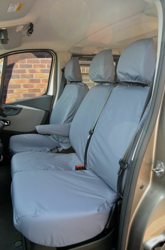 Tailored Waterproof Front (W/ Storage) Grey Seat Covers for Renault Trafic 2014+ - Picture 2 of 4
