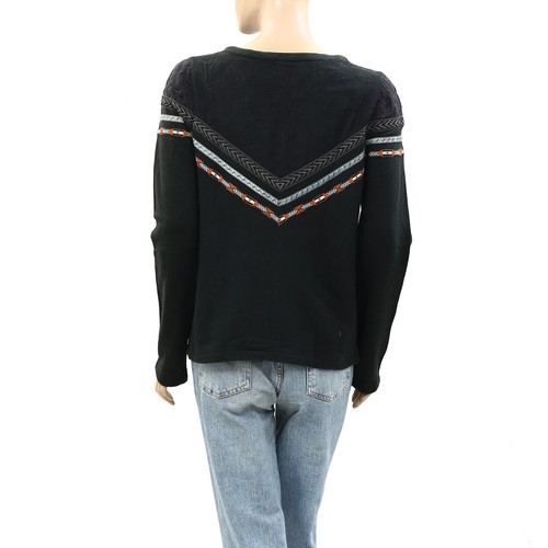 Ecote Urban Outfitters Embroidered Black Jacket Top Long Sleeve Zip up S 268056 - Picture 3 of 5