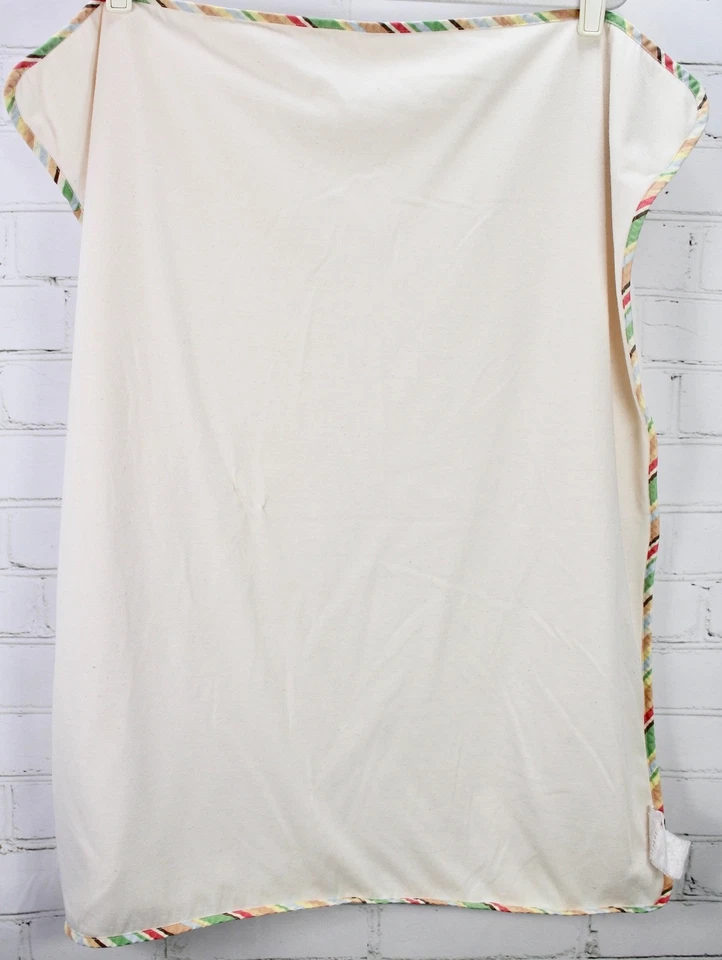 COCALO Baby Blanket - Ivory / Elephant Jungle Stripe Trim Plush Fleece Foto 4 de 4