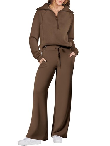 HOT Autumn and winter sports suit long sleeved hoodie wide leg pants two-piece s - Picture 24 of 36