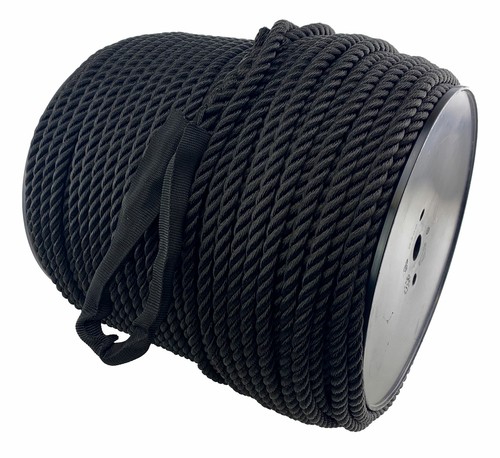 12mm Black 3st Nylon Rope x 55m Anchor Rope On A Reel C/W 12" Protected Soft Eye - Picture 4 of 6