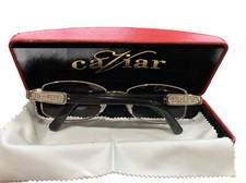 New Caviar Eyeglasses Black Gold Austrian Crystals