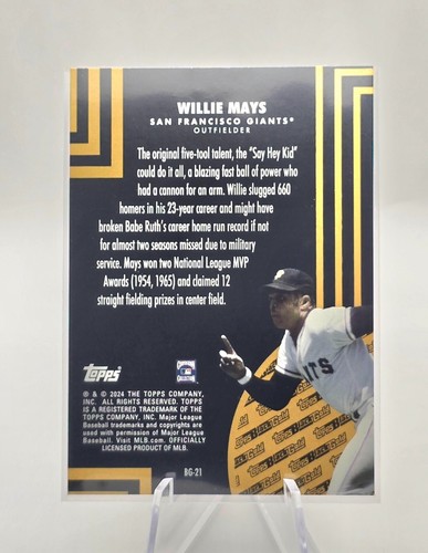 2024 Topps Update Topps Black Gold Foil Willie Mays SSP - Foto 2 di 2