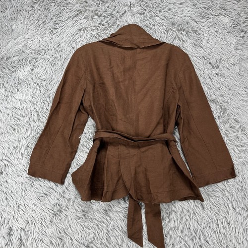Bandolino Linen Blend Jacket Women's 4 Brown Neutral Boho Beach Coastal - Picture 7 of 10