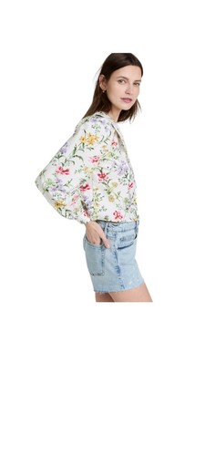 Meadows Foxglove Springtime Floral Shirt Size 0 UK4 Organic Cotton - Picture 4 of 16