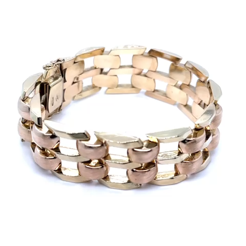 14K 585 Gelb Rot Gold 40g Armband Herren L 20 cm Bracelet Unisex Bicolour Invest - Video 1 von 1