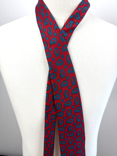 Yves Saint Laurent YSL Red Tear Drop VINTAGE Mens Neck Tie - Picture 3 of 4