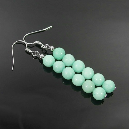 Wholesale Fashion Natural Gemstone 925 Silver Dangle Earrings 6mm Beads Fringe - Picture 16 of 64