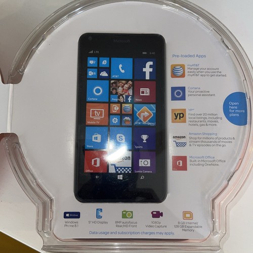AT&T Microsoft Lumia 640 4G LTE Windows Smartphone Black AT&T Go Phone NEW - Picture 3 of 3
