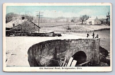 K2/ Bridgewater Ohio Postcard c1910 Historic ''S'' Bridge National Road 162