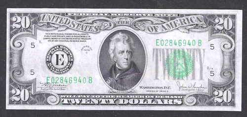 1934-C $20 RICHMOND FEDERAL RESERVE NOTE- FRESH CHOICE CRISP UNCIRCULATED