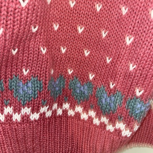 Vintage Sweater Womens Medium Country Classic Granny Cottagecore Fair Isle Pink - Picture 7 of 11