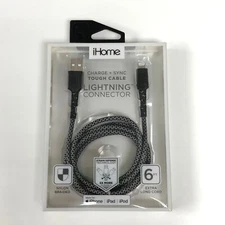 iHome 6ft. Braided Lightning Cable - Black/ Blue/ Gray/ Pink/ Purple/ Red/ Teal