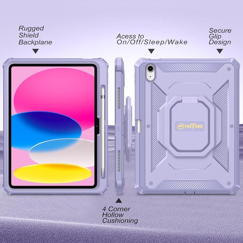 Shockproof Case for iPad (A16) 11th Gen/iPad 10th Gen Rotating Grip Stand Cover - Picture 9 of 13