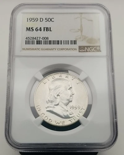 1959-D Franklin Half Dollar NGC MS 64 FBL #3396