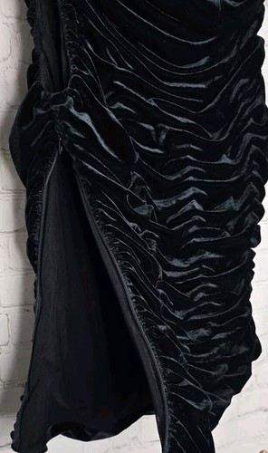 Sherrie Bloom Peter Noviello Chetta B Black velvet Ruched Tank top Womens Sz 8 - Picture 5 of 13