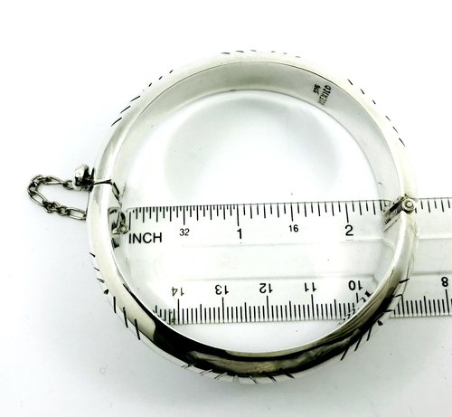 Brazalete con bisagras de plata esterlina 925 mexicano Taxco. 7,3" / 18,5 cm, 34 g - Imagen 10 de 12