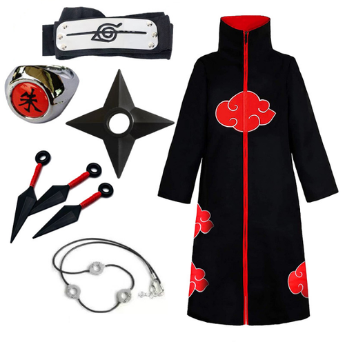 Naruto Akatsuki Cloak Halloween Anime Cosplay | Sasuke Itachi Uchiha | Headband - Picture 8 of 14