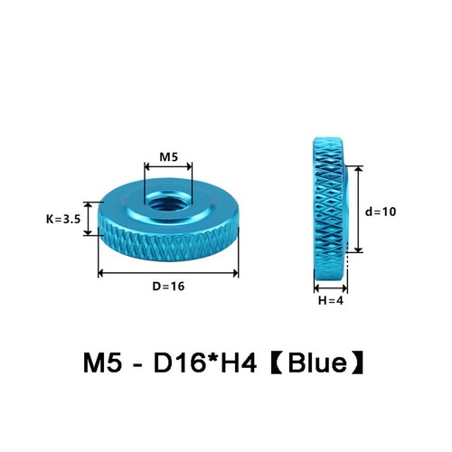 Aluminum Alloy Anodised Knurled Thumb Nuts Thin Types M3M4M5M6M8M10 Through Hole - Afbeelding 37 van 76