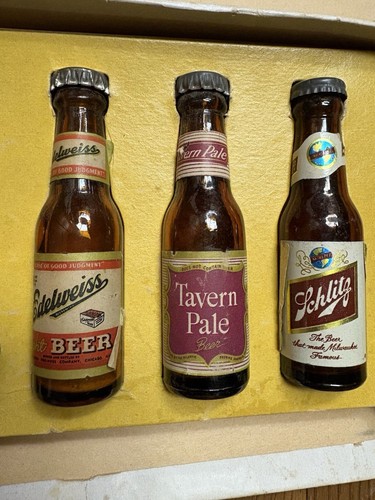 Vintage Miniature Vintage Beer Bottles Boxed Set Empty Glass Bottles - Picture 6 of 13