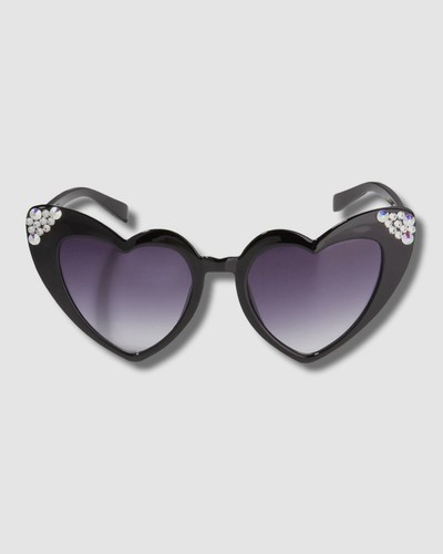 $30 Bari Lynn Kids Girls Black Heart-Shaped Cat Eye Crystal Sunglasses One Size - Picture 2 of 5