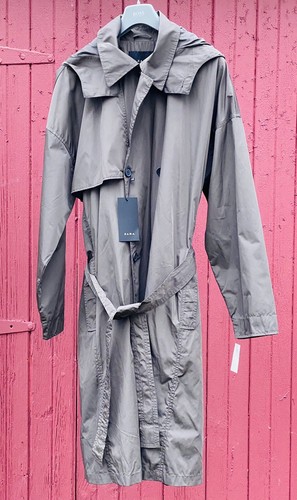 Zara Ladies Military Double Breasted Hoodie Trench Rain Coat. Sz 42. NWT. - Picture 3 of 11